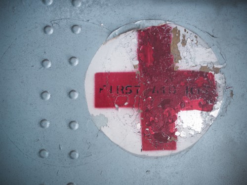 BANGKOK THAILAND - 8 NOVEMBER 2014:Red cross sign on military aircraft. The American Red Cross is part of the world's largest humanitarian network with 13 million volunteers in 187 countries.